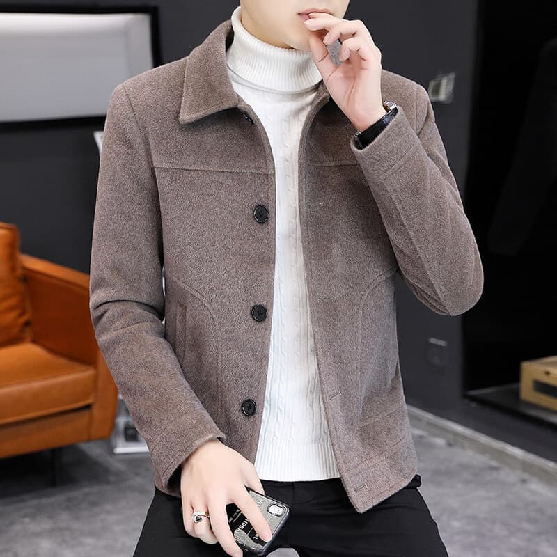 2025 New Style Men's Jacket Mature and Stable Turn-down Collar Jacket Autumn Winter Youth Versatile Casual Trendy Men's Clothing