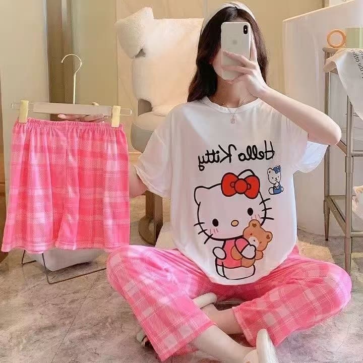 Southeast Asia Hot Sales Pajamas Summer Cartoon Three-Piece Homewear Set for Export Cross-Border