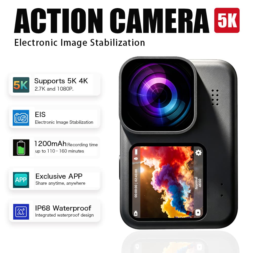 4k Dual Screen Sports Camera Outdoor Cycling Travel Diving Anti-shake Viran Digital Video Camera Stabilization High Definition