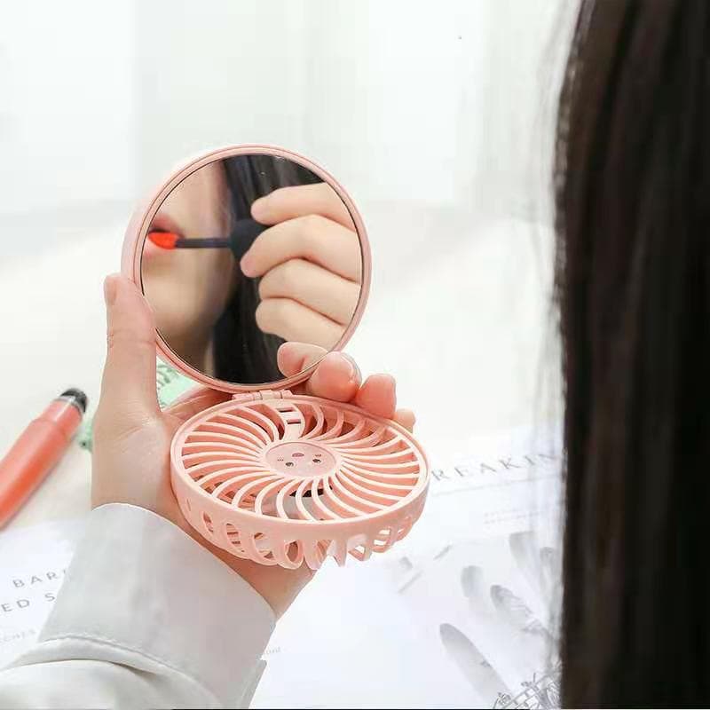 Summer Burger Fan USB Foldable Travel Makeup Mirror 3-in-1 Beauty Mirror Power Bank Mini Fan