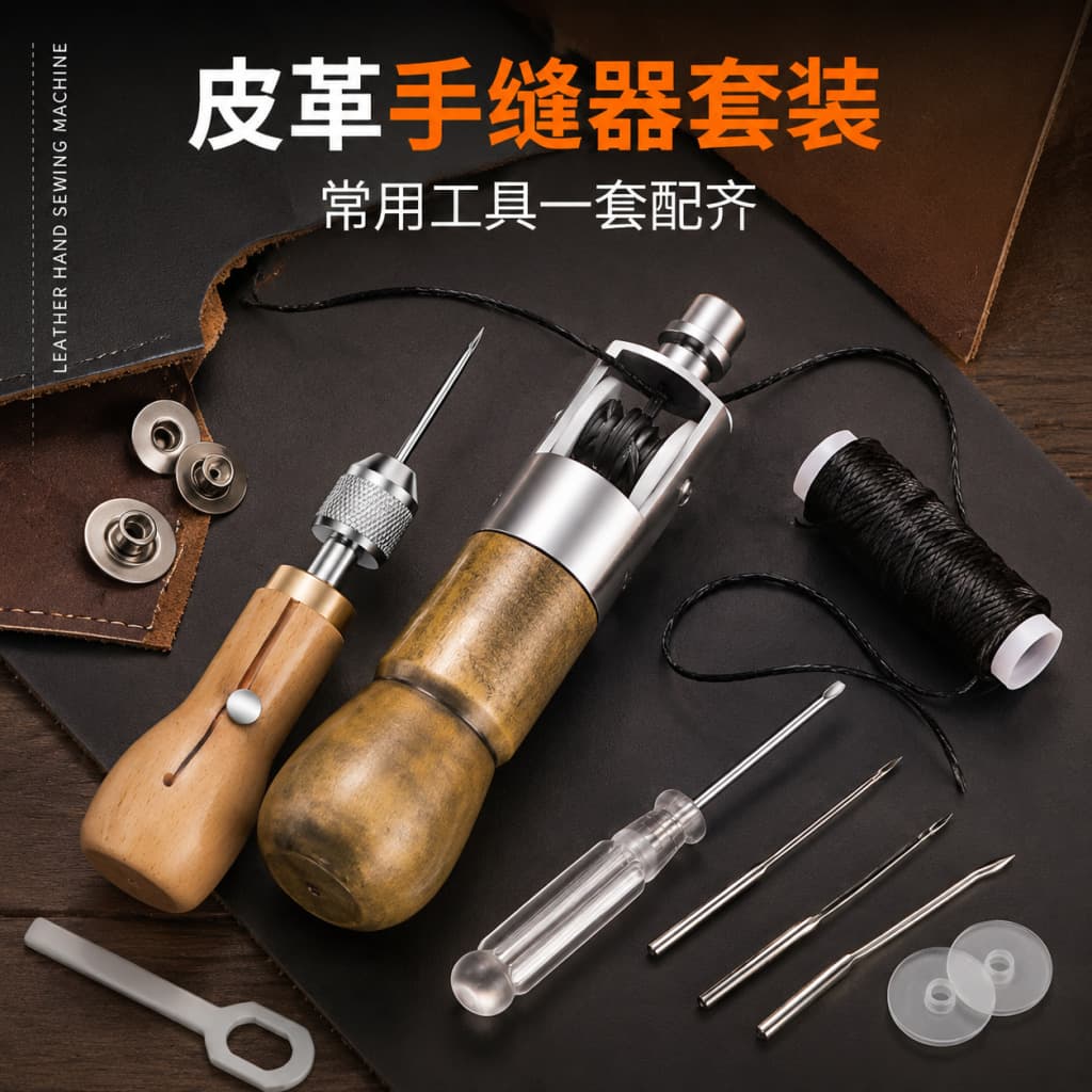 Hand sewing machine, leather goods, leather sewing machine, DIY leather art, leather carving sewing tool bag, wax thread, canvas cone needle