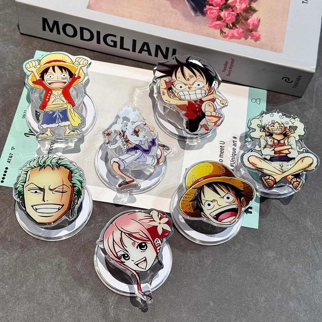 One Piece Magnetic Phone Stand - Nika Luffy, Zoro, Creative Cartoon Character Design, Running Luffy, Cute Anime Style