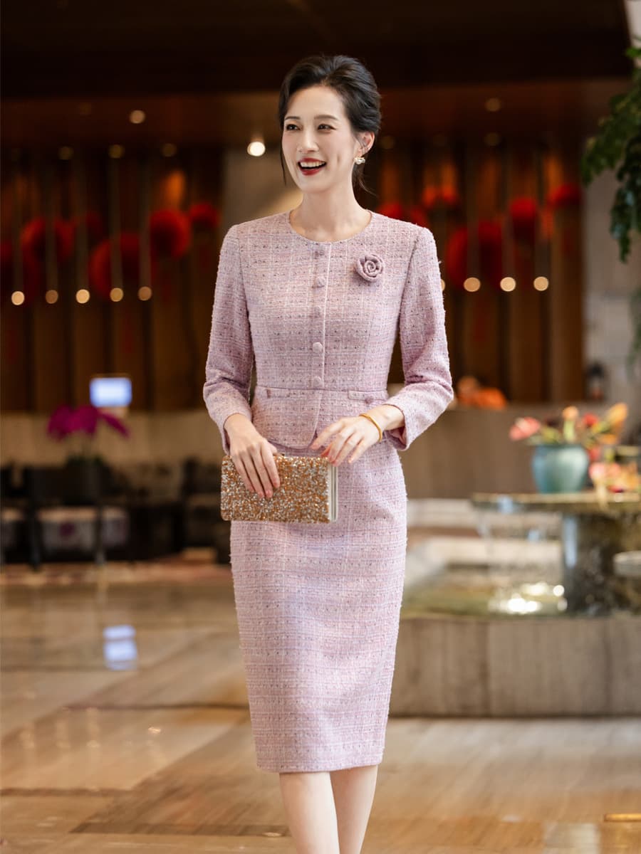 2026 Autumn New Style Dress, Chanel-inspired Ruffled Dress for Weddings, Banquets, Mothers-in-law, and More - Dropshipping Available