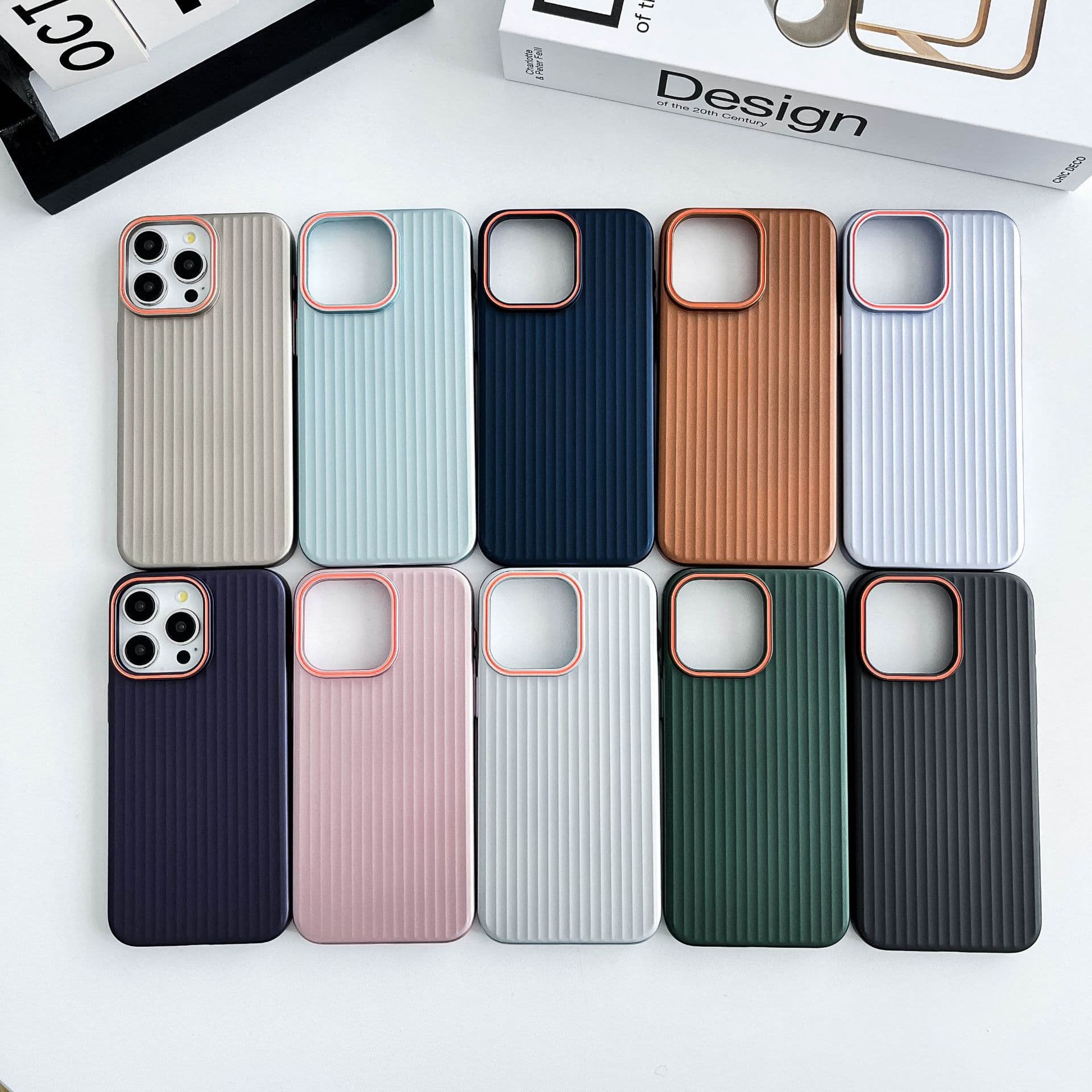 Corrugated grating metal paint mobile phone case suitable for Xiaomi 14ULTRA suitable for Xiaomi 14PRO matte PC anti-fall 13