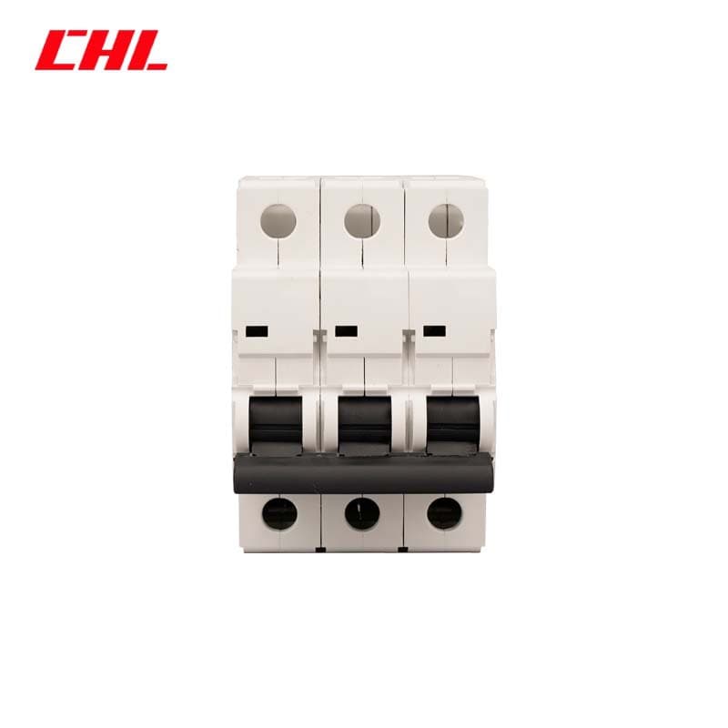 MCB source factory model QJ60L miniature circuit breaker, black handle, white air switch housing, over/under voltage protection.