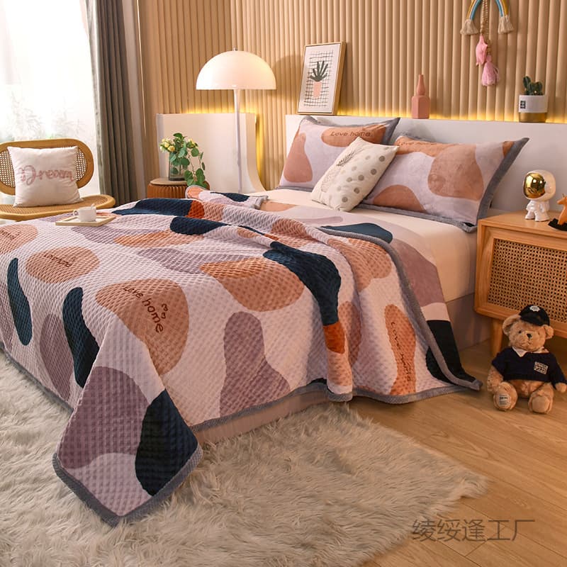 2025 New Pattern Double-sided High GSM Milk Fleece Series with Cotton Padding, Double-layer Thickened Blanket