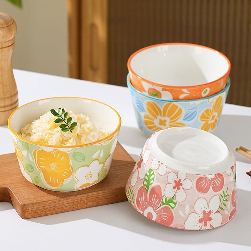 New 2025 Rice Bowl Set for Home Use, Ceramic Dinnerware Set Including Bowls and Plates, Steamed Egg Custard Bowl, Family Set