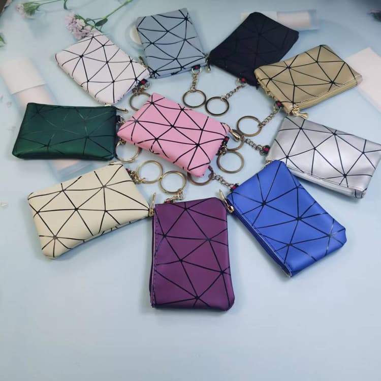 Factory Direct Grid Zipper Key Chain Coin Purse Simple Fashion Red Envelope Bus Card Bag Out of the Street Mobile Phone Bag