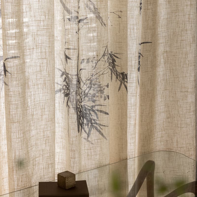 Chinese Ink Bamboo Curtain, Ancient Style Gauze Screen, Zen Hanfu Door Curtain, Study Room Chinese Window Screen, New Chinese Style