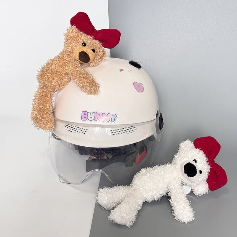Ski Helmet Decoration Bear Bow Tie Accessory Full Face Helmet Teddy Bear Bow Tie Decoration Modification Accessory Sticker