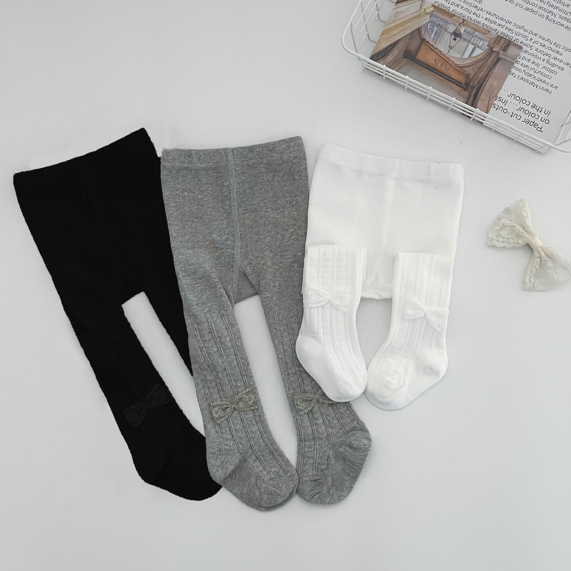2025 Spring/Autumn Baby Girl Big Bottom Tights, Baby Outerwear Tights, Infant Bowknot Leggings Socks