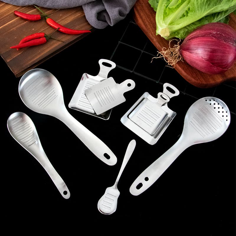 Stainless Steel Ginger Grater Creative Multi-Function Rice Spoon Household Garlic Grater Ginger Grater Polished Rice Spoon Strainer