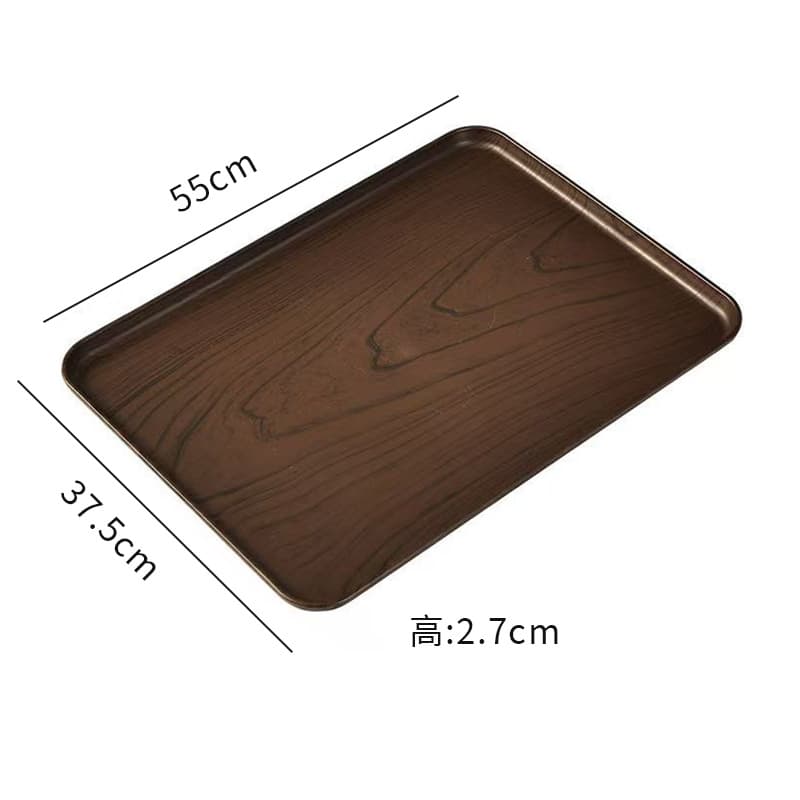 Cross-border Wood Grain Tray, Light Luxury Rectangular Tray, Ins Style Imitation Wood Grain, Home Use Plastic Tea Cup Tray and Tea Tray