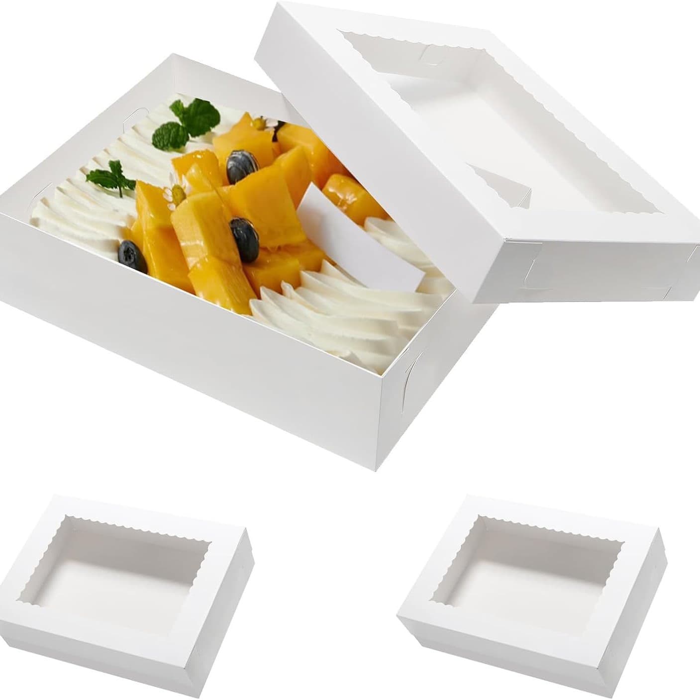 19x 14x 4 inch Cake Box Rectangular Bread Box with Window Donut Pastry Baking Cake Pie Packaging