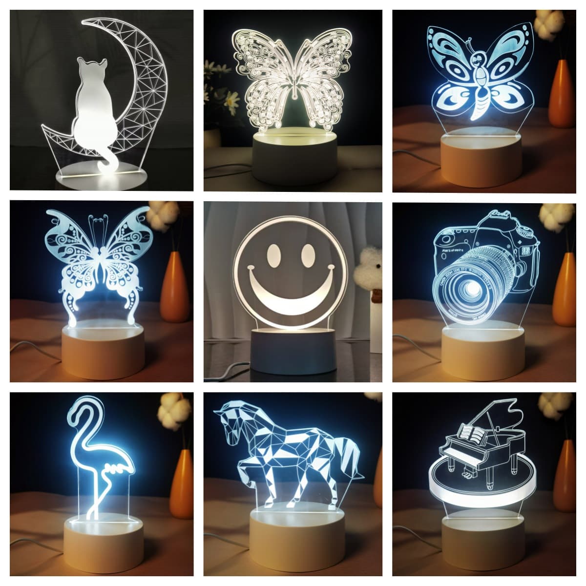 Cross-Border Popular 3D Night Light Creative Atmosphere Bedside Lamp Customized Gift Gift Children's Led Table Lamp Factory Direct Sale