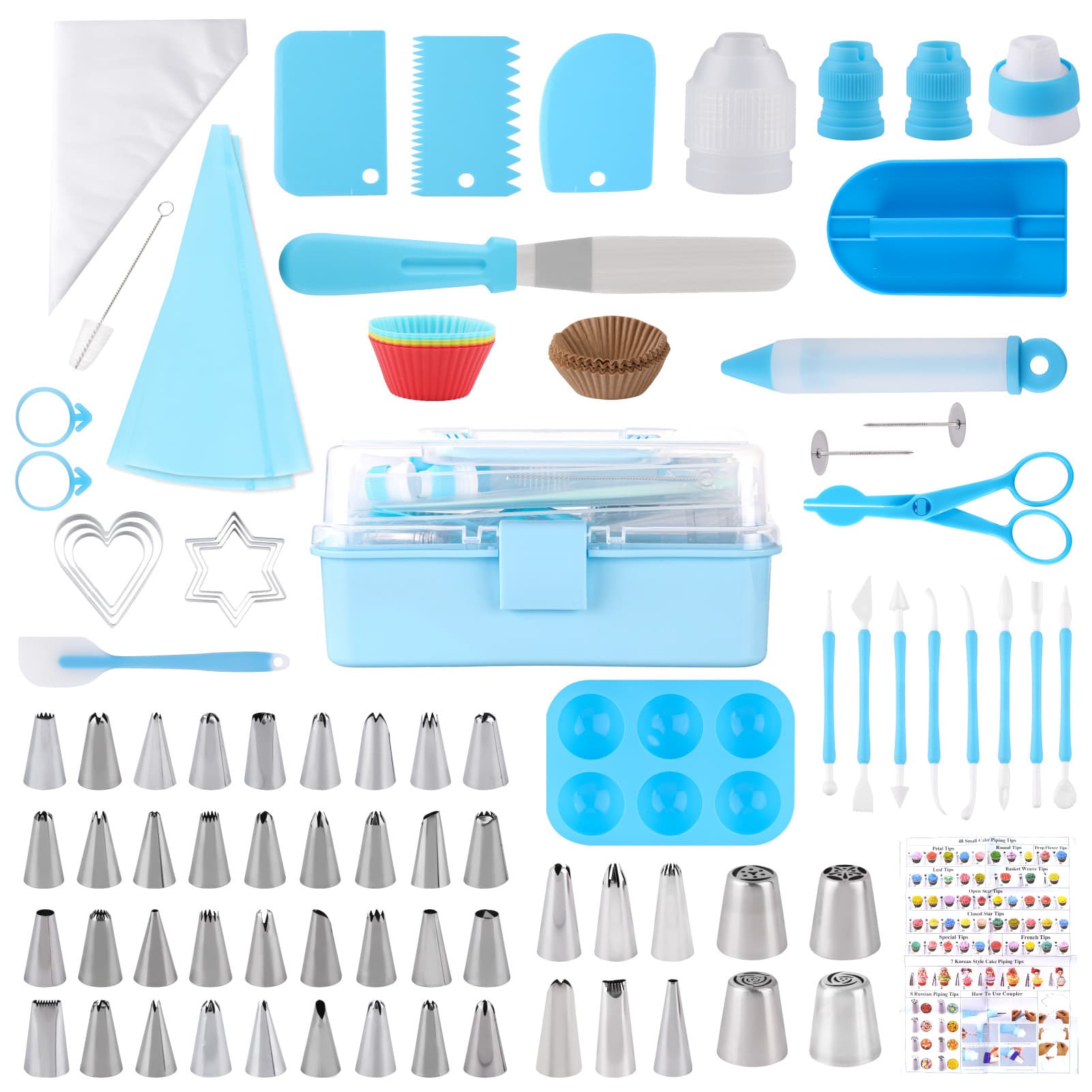 Stainless Steel Icing Nozzle Baking Tool Turntable Set Disposable Piping Bag Cake Decorating Cream Extrusion Tool