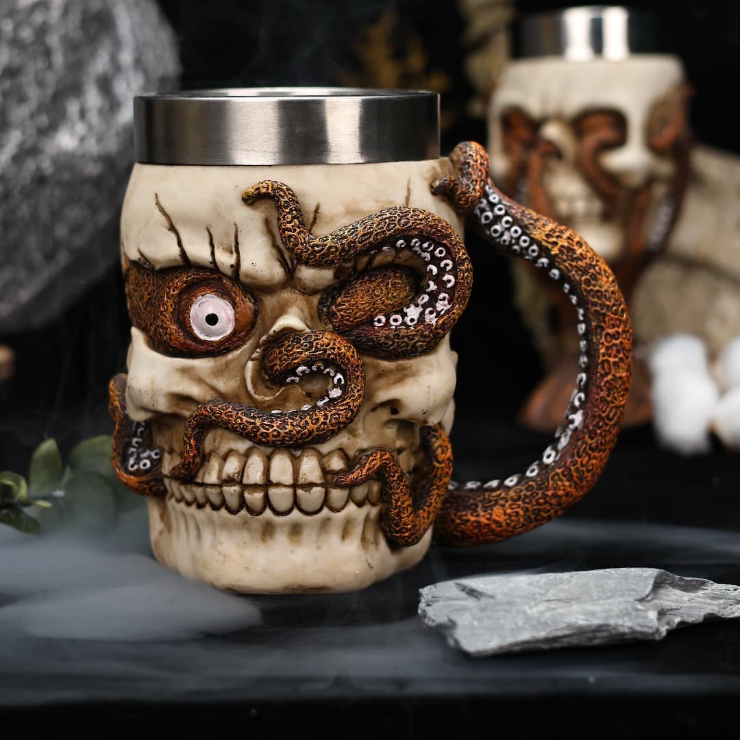Stainless Steel Beer Mug Octopus Skull Design Cup Halloween Gift Funny Wine Glass Personalized Mug