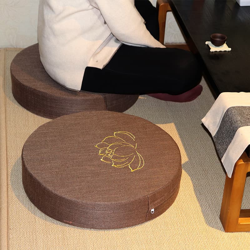 Linen Cushion Seat Mat, Floor Meditation Mat, Lazy Mat, Zen Practice Kneeling Seat Mat, Home Use Tatami Mat Cushion Removable Washable