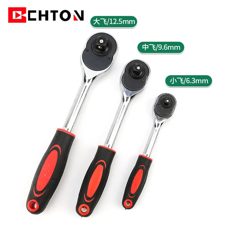 24-Tooth Polished Chrome Large/Medium/Small Drive Bidirectional Quick Release Car Repair Tool Quick Ratchet Wrench Motorcycle