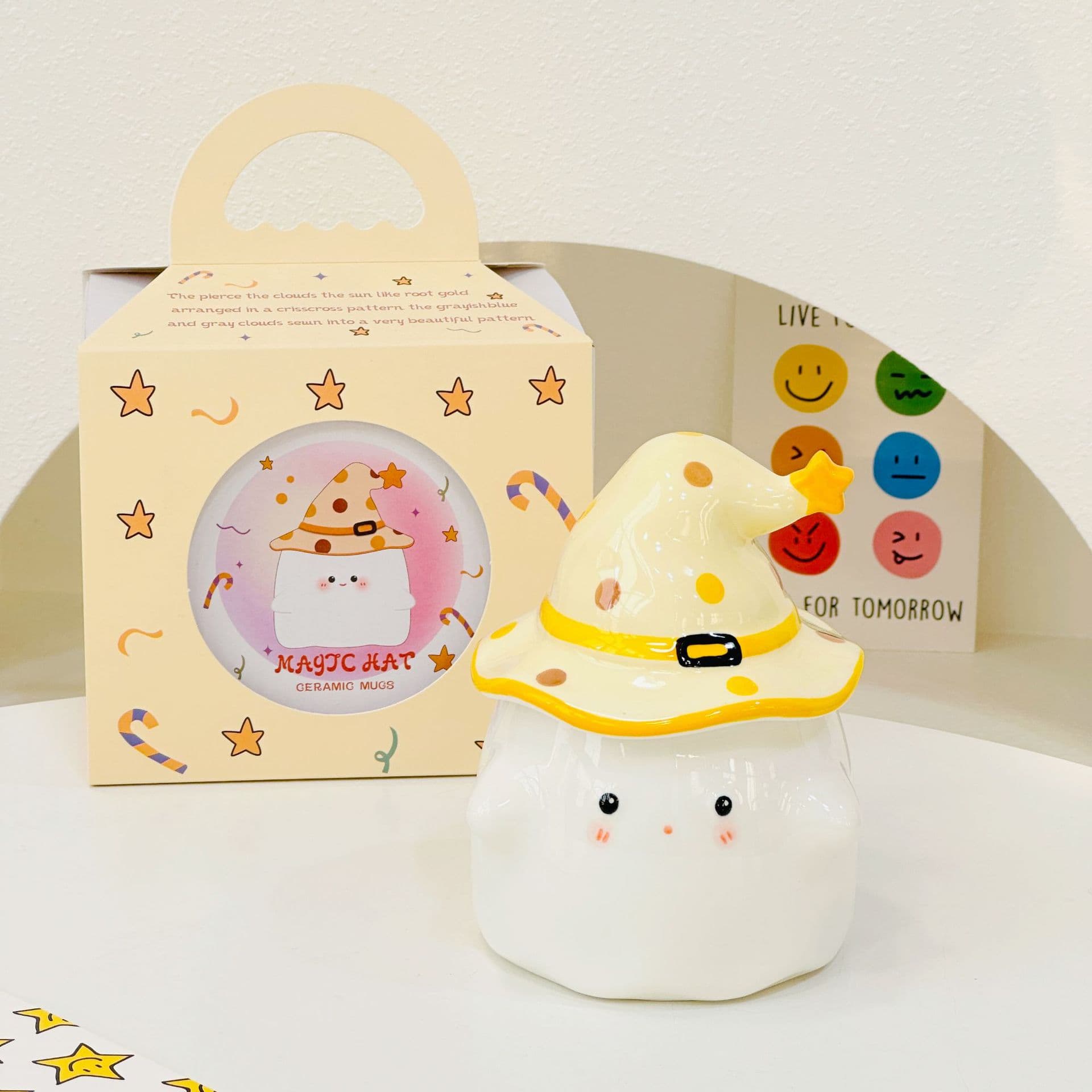 Cute Funny Elf Cup Accompanying Gift Ceramic Mug Birthday Gift Ceramic Cup with Lid High Color Value Gift
