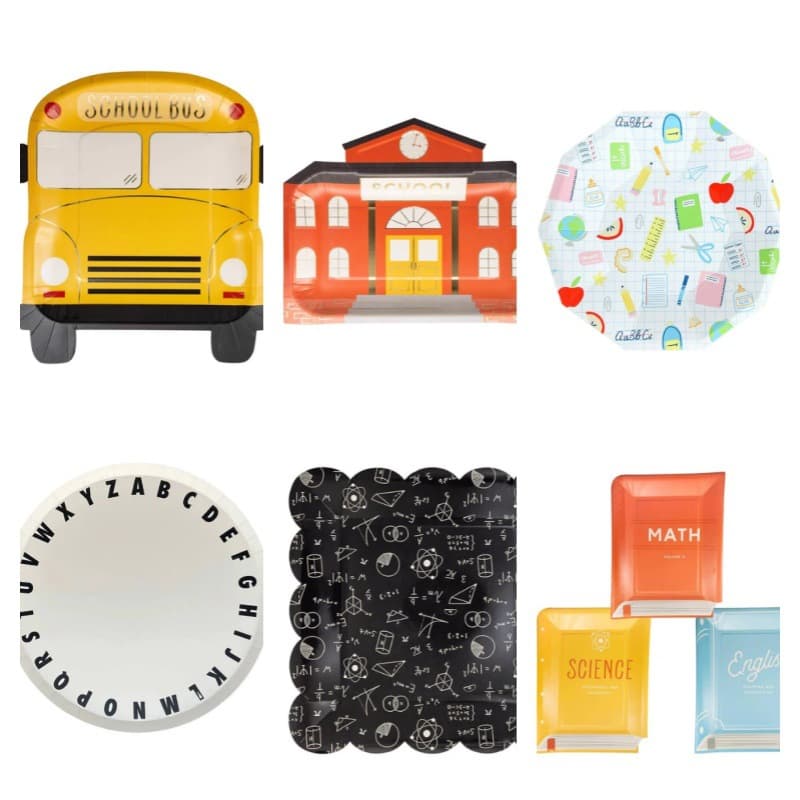 Cross-border back-to-school season books special-shaped paper plates school 78 months party decoration disposable tableware scene layout dinner plate