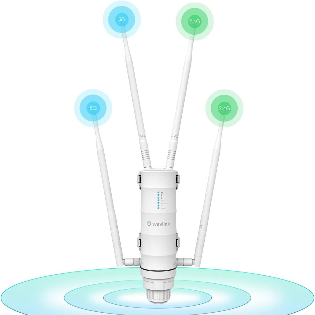 Wavlink AC1200 Dual-Band Outdoor Long Range Weatherproof WiFi Extender with PoE Power and Gigabit Port