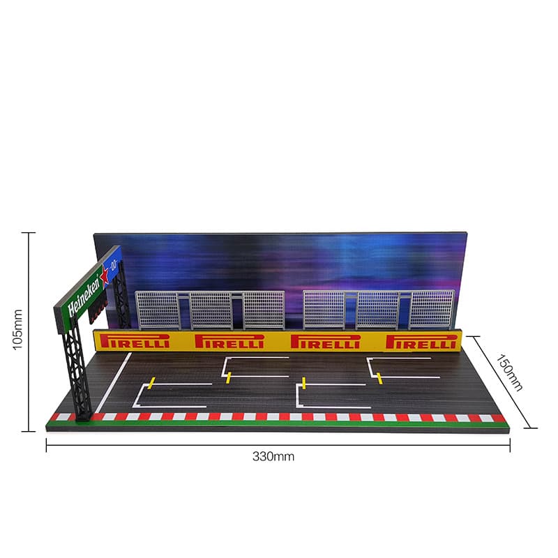 1:64 Car Model Scene, Miniature Scale Scene, F1 Racing Car Scene. PVC Storage Scene