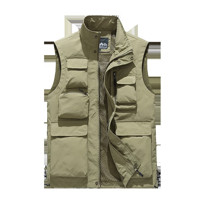 Men's Lightweight Casual Photography Vest Outdoor Fishing Net Mesh Workwear Multi-Pocket Breathable Summer Vest