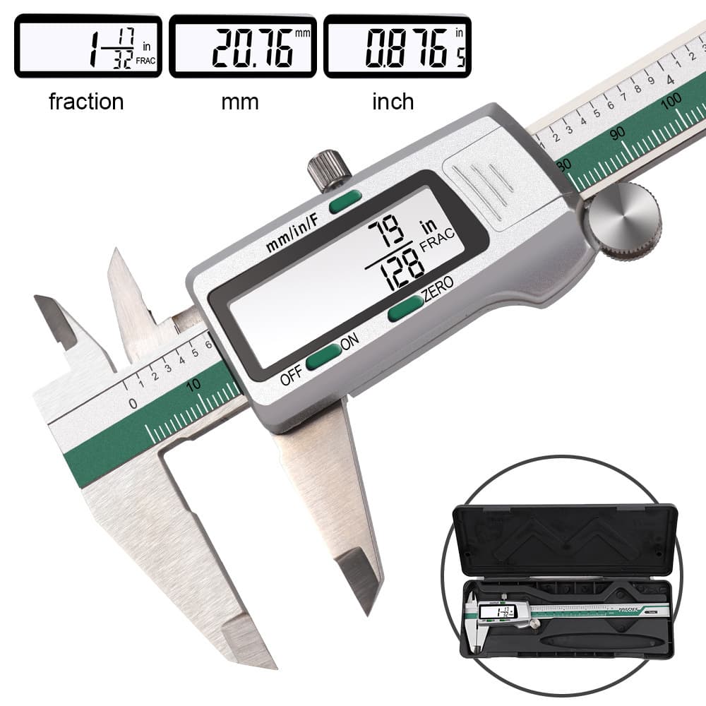 Cross-border ET50 Green Stainless Steel Vernier Caliper with Digital Display and Fraction Caliper
