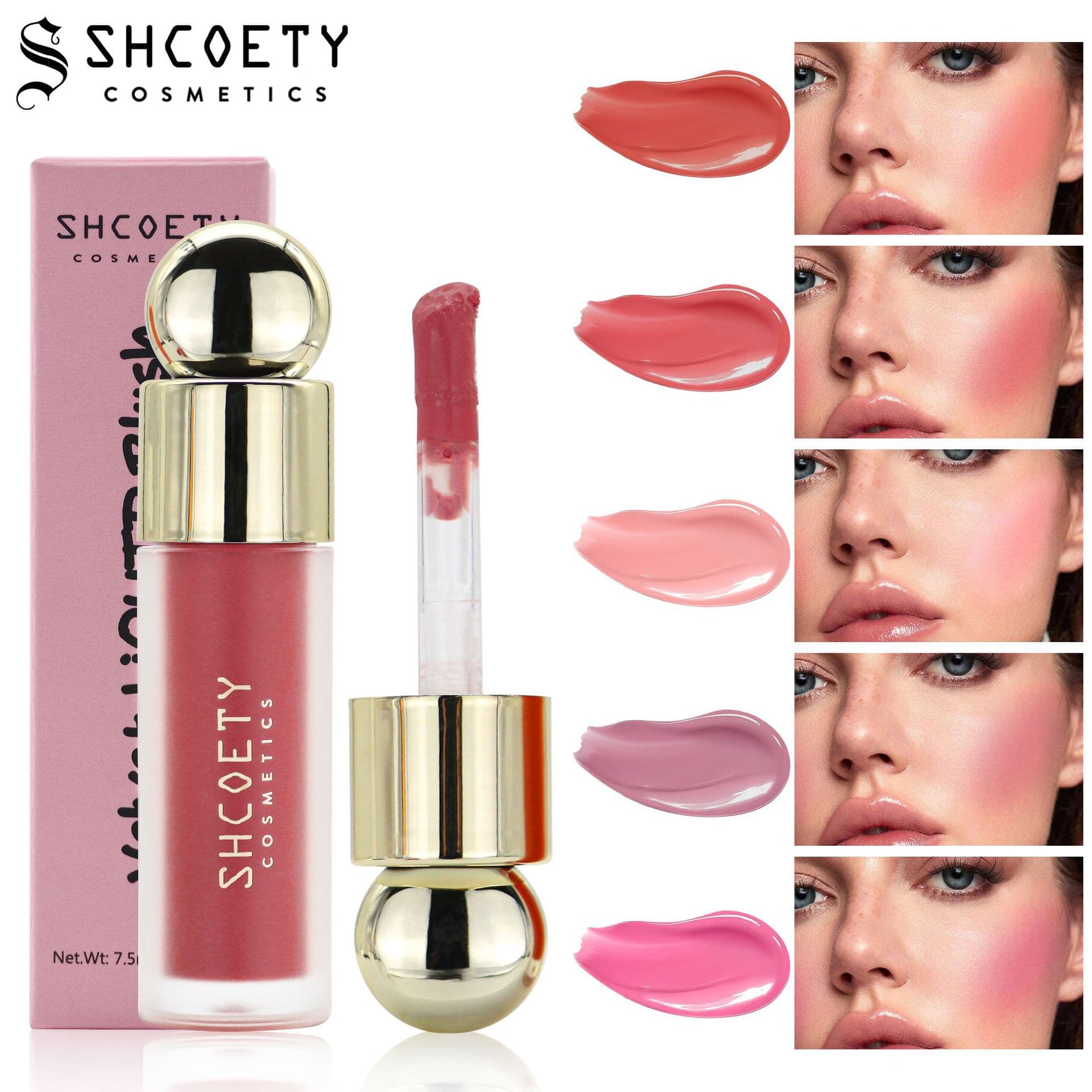 SHCOETY Cross-border Hot Liquid Blush Lip and Cheek Dual-use Water-based Multi-functional Natural Contouring Brightening Enhances Complexion