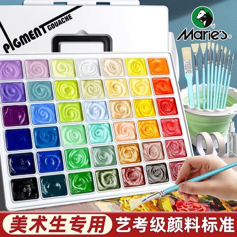 Marley jelly gouache paint 42 colors washable cross-border studio training painting set for art students and art exams