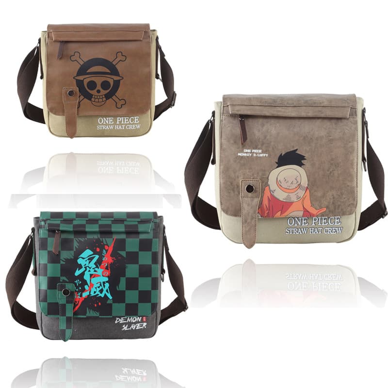 Cartoon Anime Monkey King Sun Wukong One Piece Pirate King Canvas Shoulder Bag Men's Crossbody Bag Daily Fashion Trend