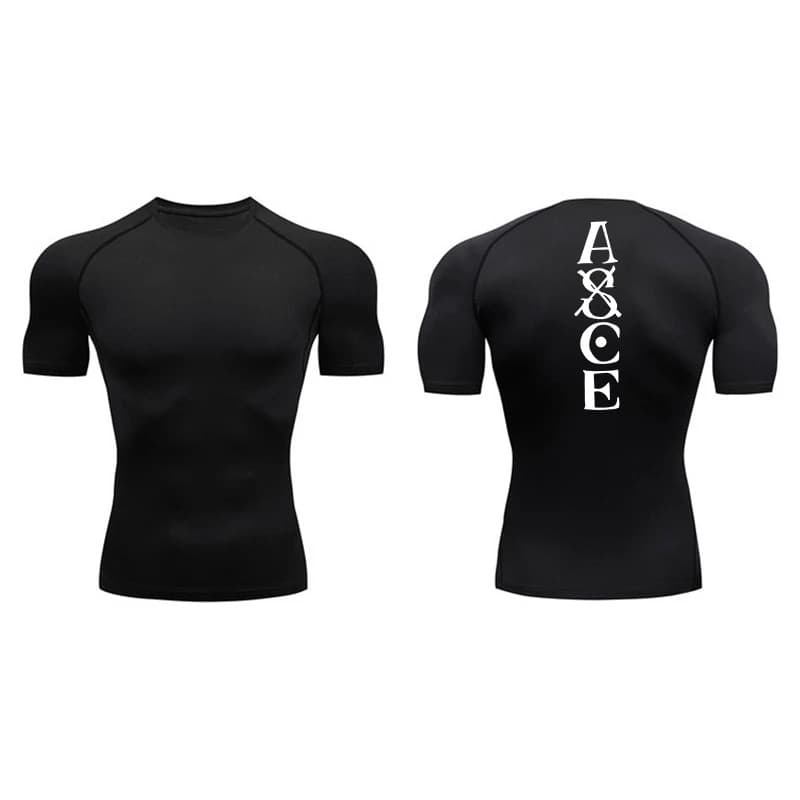 Men's 2D Printed Short Sleeve Compression Shirt - Summer Sports Fitness Quick-Dry T-Shirt, Suitable for Gym Training