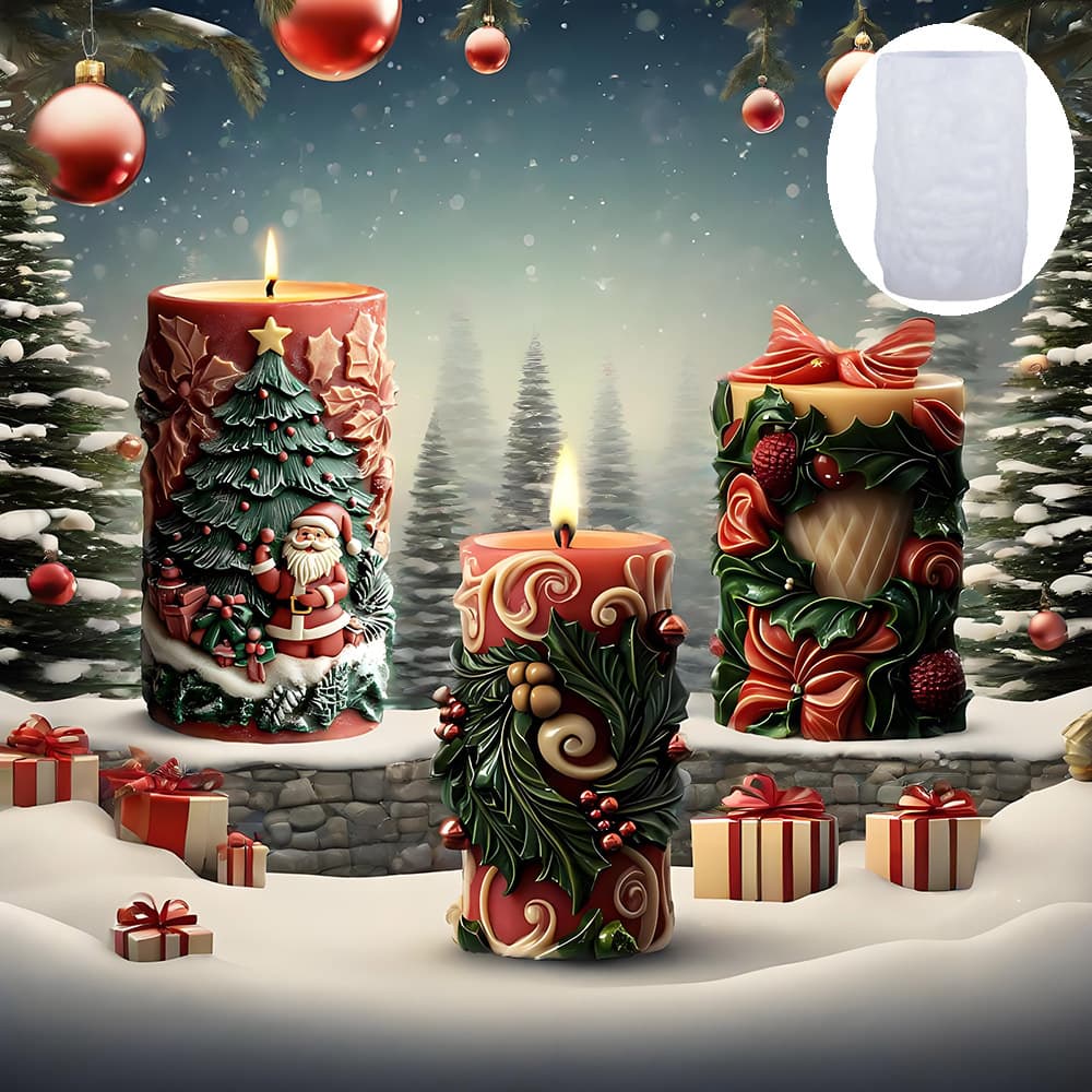 Christmas themed scented candle plaster silicone mold creative DIY home furnishings decorative resin crafts