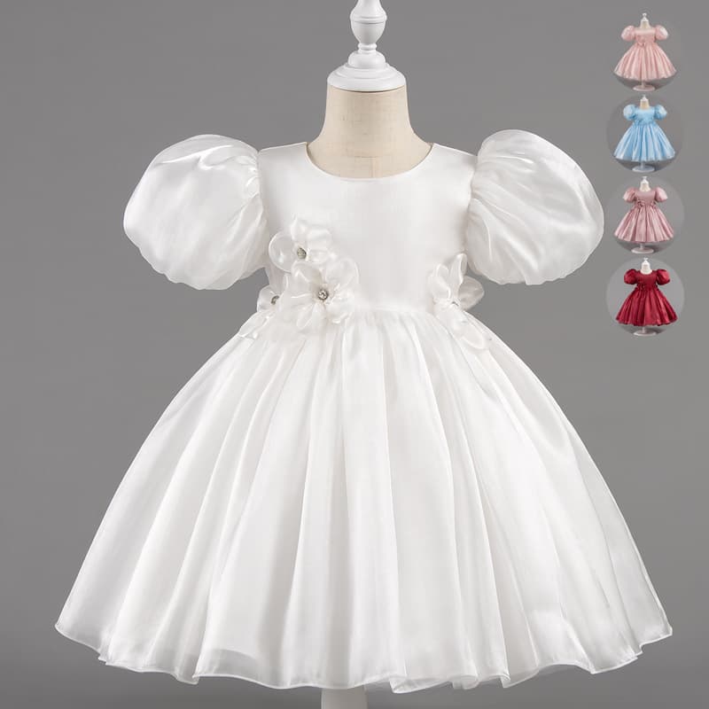 Girls' Tulle Princess Dress Baby Stylish Bow Birthday Party Gown Kindergarten Performance Outfit Dress