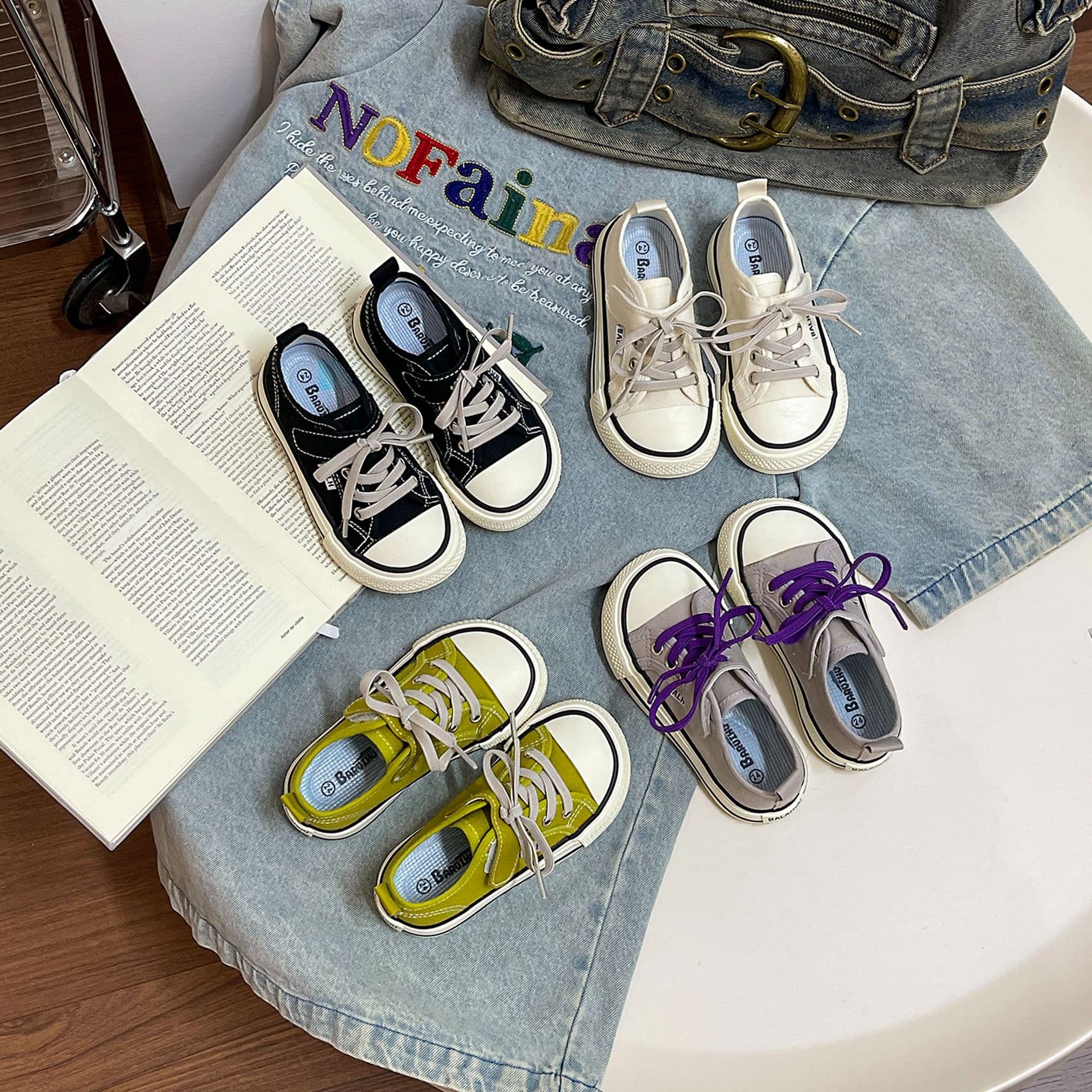Children's Mango Square-Toe Canvas Shoes 2025 Autumn Unisex Small/Medium/Large Kids Soft Sole Plimsolls Korean Style Student Sneakers