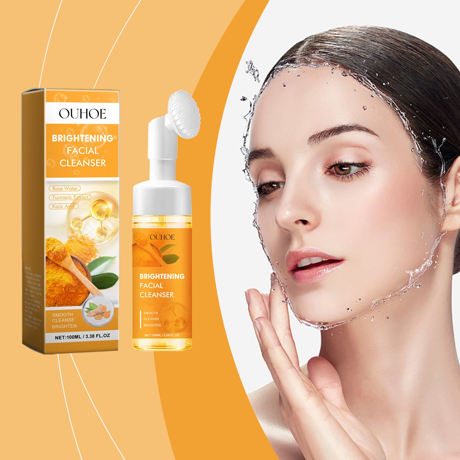 OUHOE Turmeric Facial Cleanser Gentle Cleansing Moisturizes and Nourishes Facial Skin Without Tightness