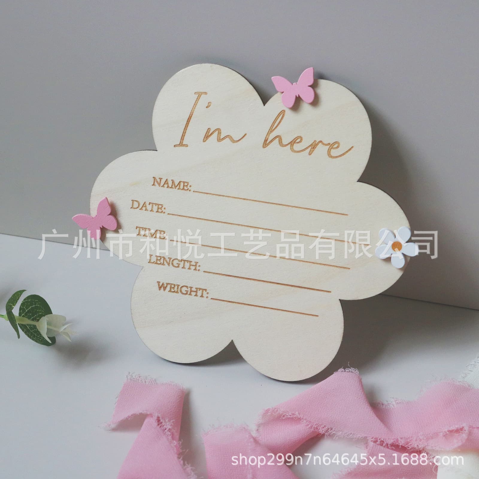 Newborn baby wooden milestone photo commemorative flower wooden flower wooden sign monthly sign hello wooden sign