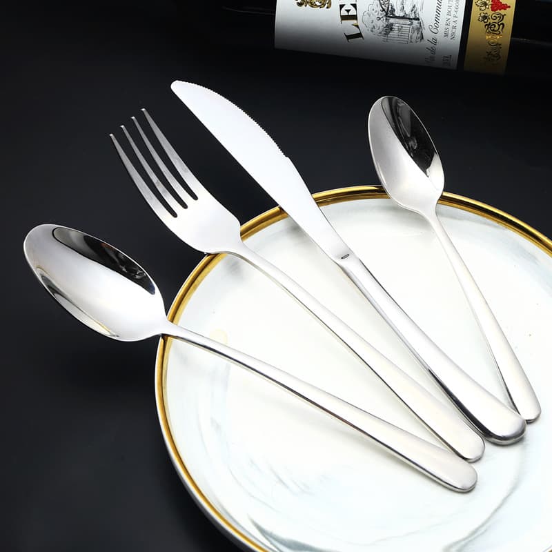 Thick 304 Stainless Steel Elegant Series Cutlery, Dessert Spoon, Ice Cream Scoop, Dinner Fork, Knife, Western Hotel Tableware