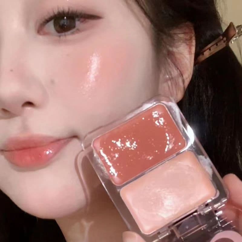 Korean-Style Dewy Blush Cream Plush Bunny Dewy Blush Palette Highlighter Blush Affordable No-Makeup Look Student
