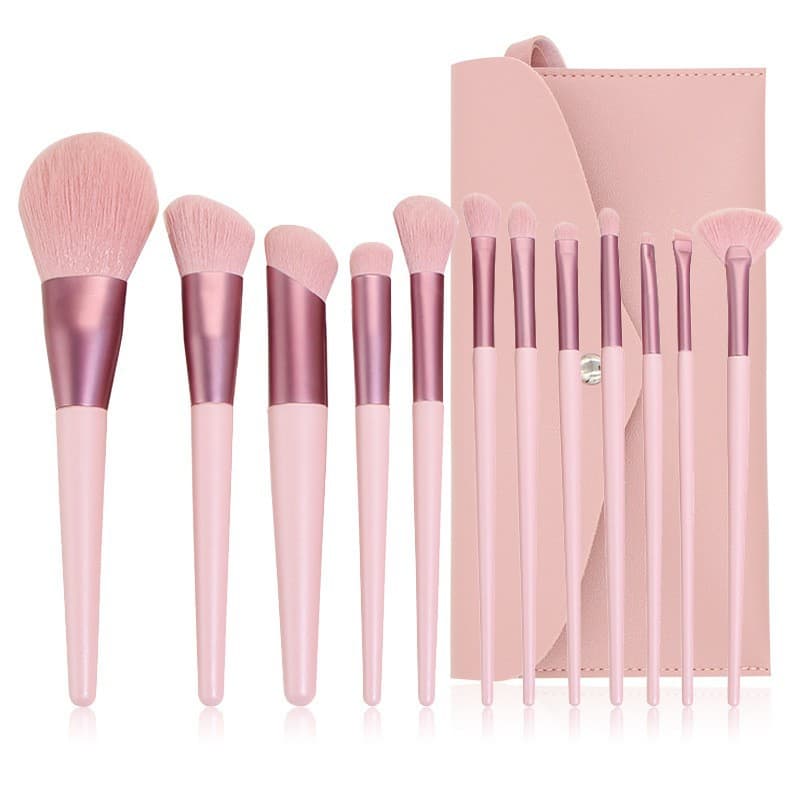 New makeup brush set, 12 heart-beating pink beginner loose powder eye shadow brushes, high-gloss makeup brush set, complete set