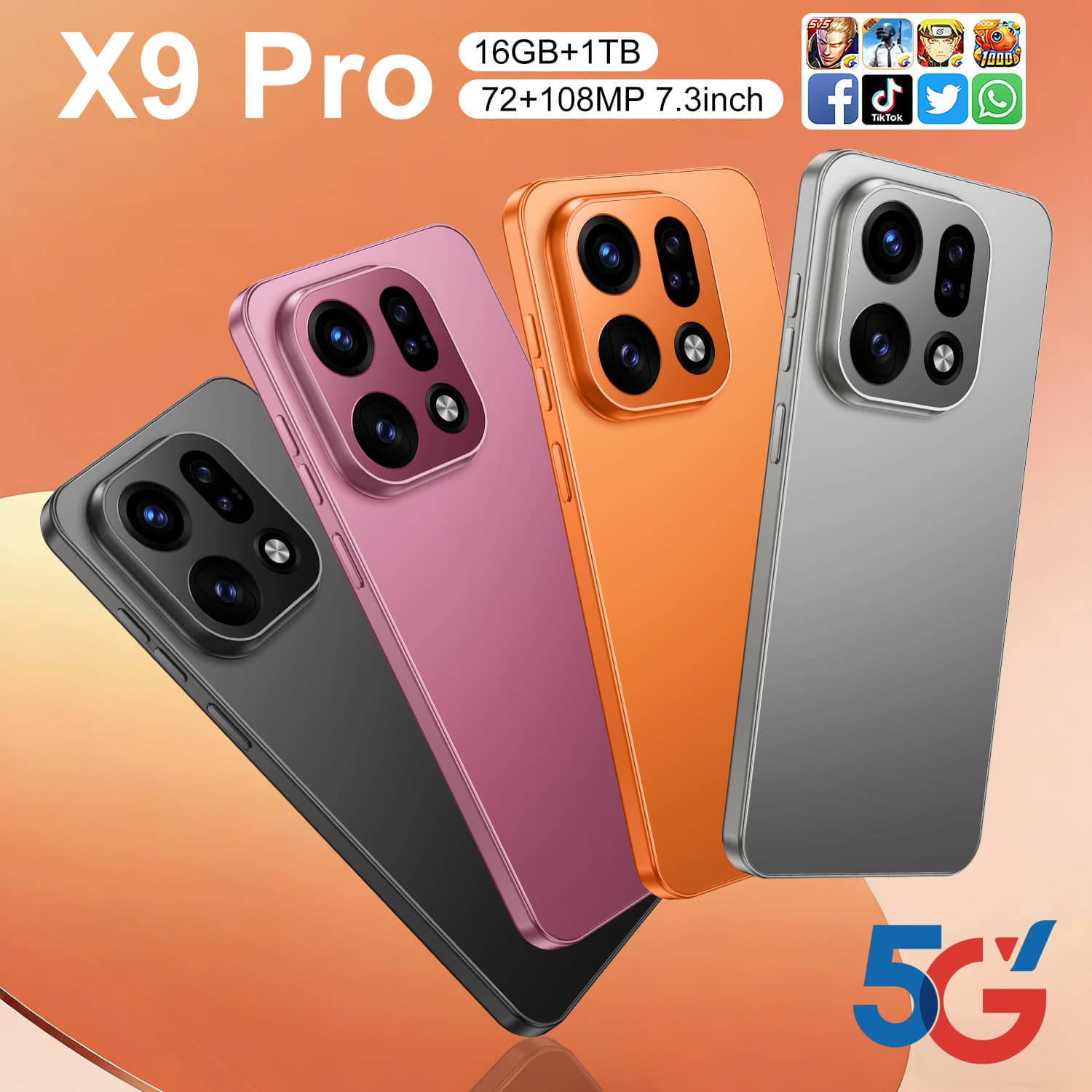 Cross-border X9 Pro Smartphone 7.3-inch Large Screen Android Smartphone Original Factory TK/Temu Dropshipping Available