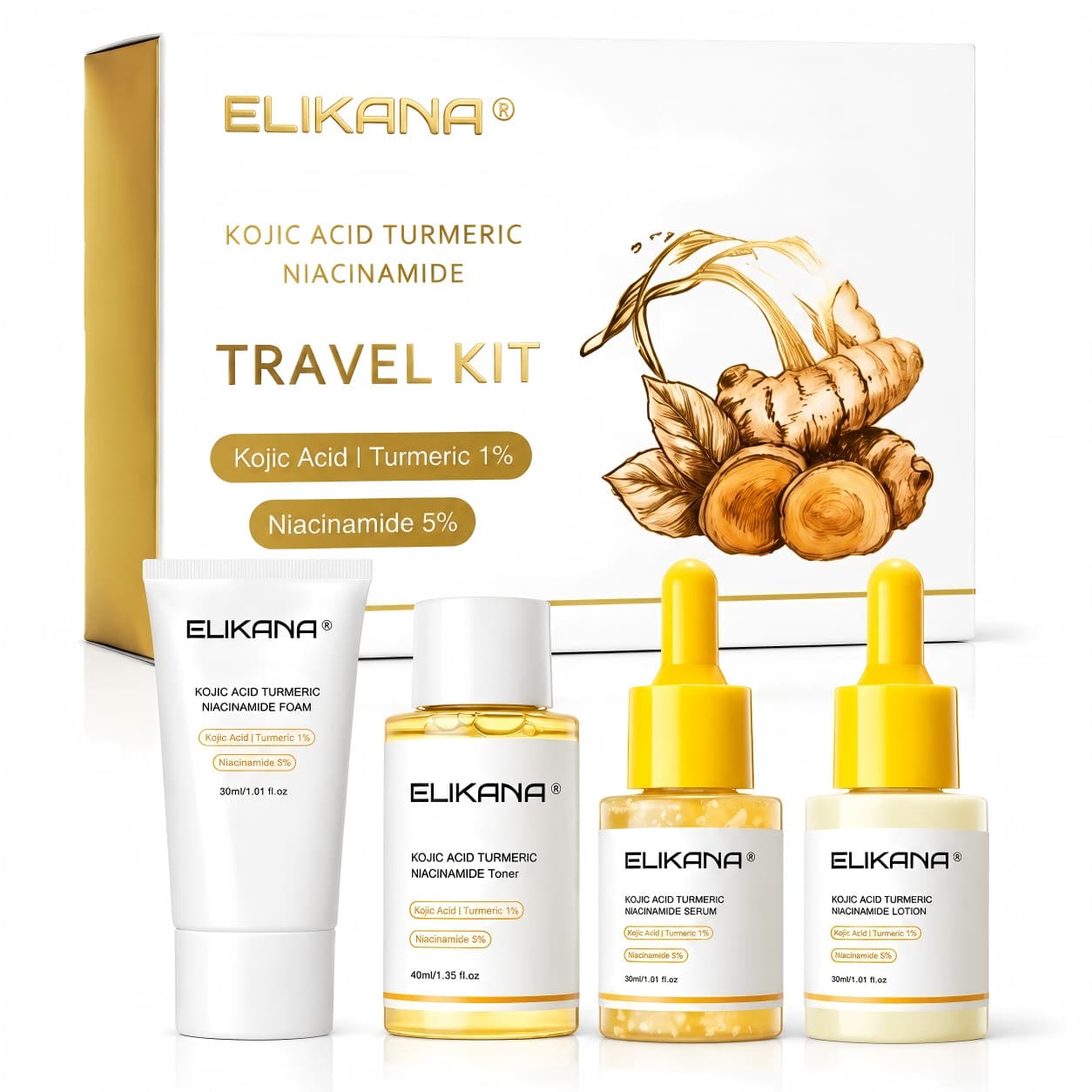 Turmeric and Kojic Acid Face Moisturizing Travel Set