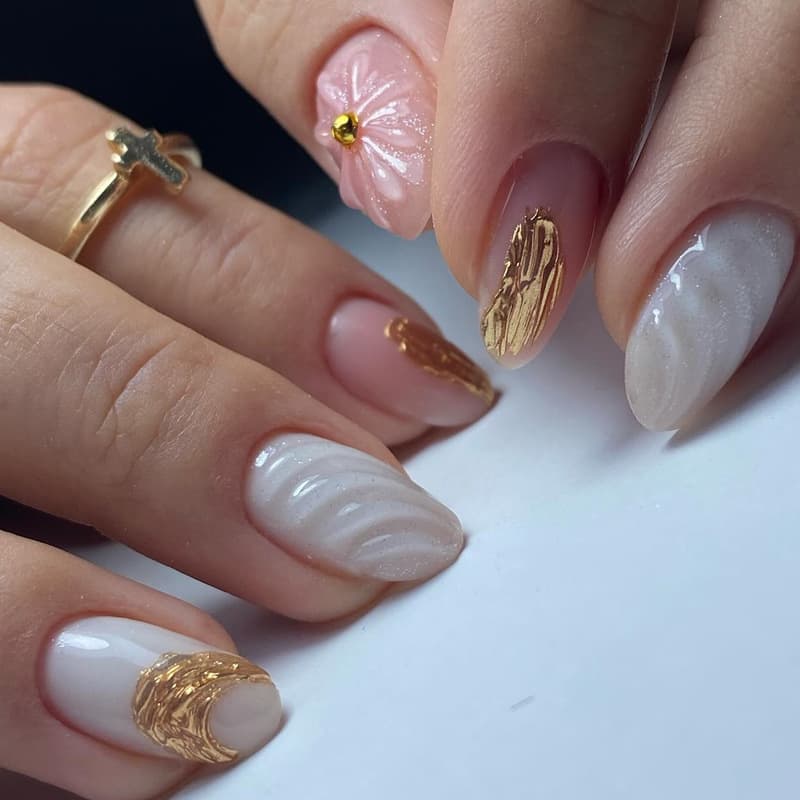 Cross-border European and American Embossed Trendy Wearable Nails French Style Hot-selling Nail Tips Removable Press-on Nails