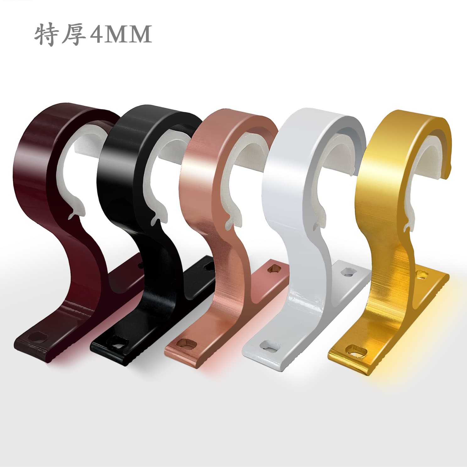 Cross-border Roman rod thickened brackets, aluminum alloy single brackets, top or side installation, curtain rod bracket accessories wholesale