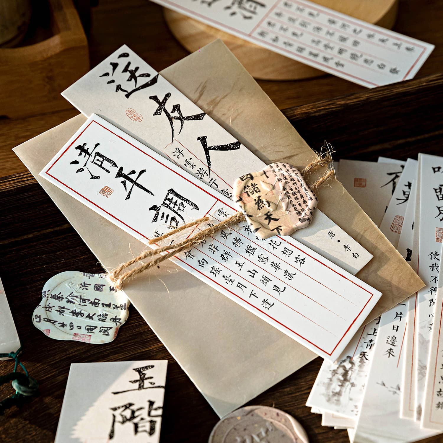MOMO Oriental Poetry Scholar Series Boxed Bookmarks - Chinese Style Celebrity Ancient Poetry Reading Memo Notebook Materials
