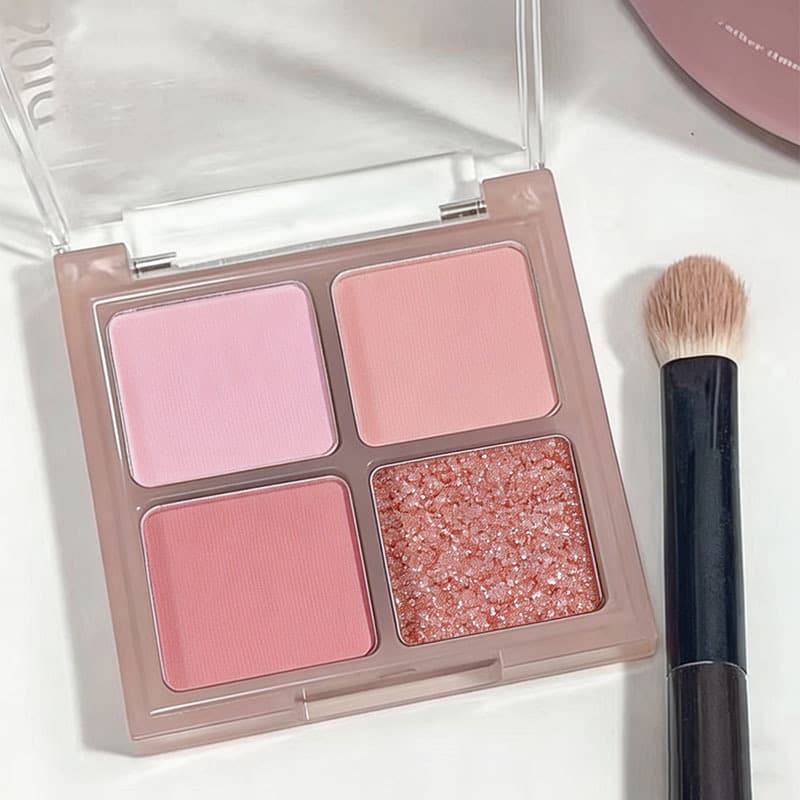 Four-Color Eyeshadow Palette Daily Earth Tone Matte Shimmer Fine Glitter Latte Plate Taro Plate Long-Lasting Color Blush for Women