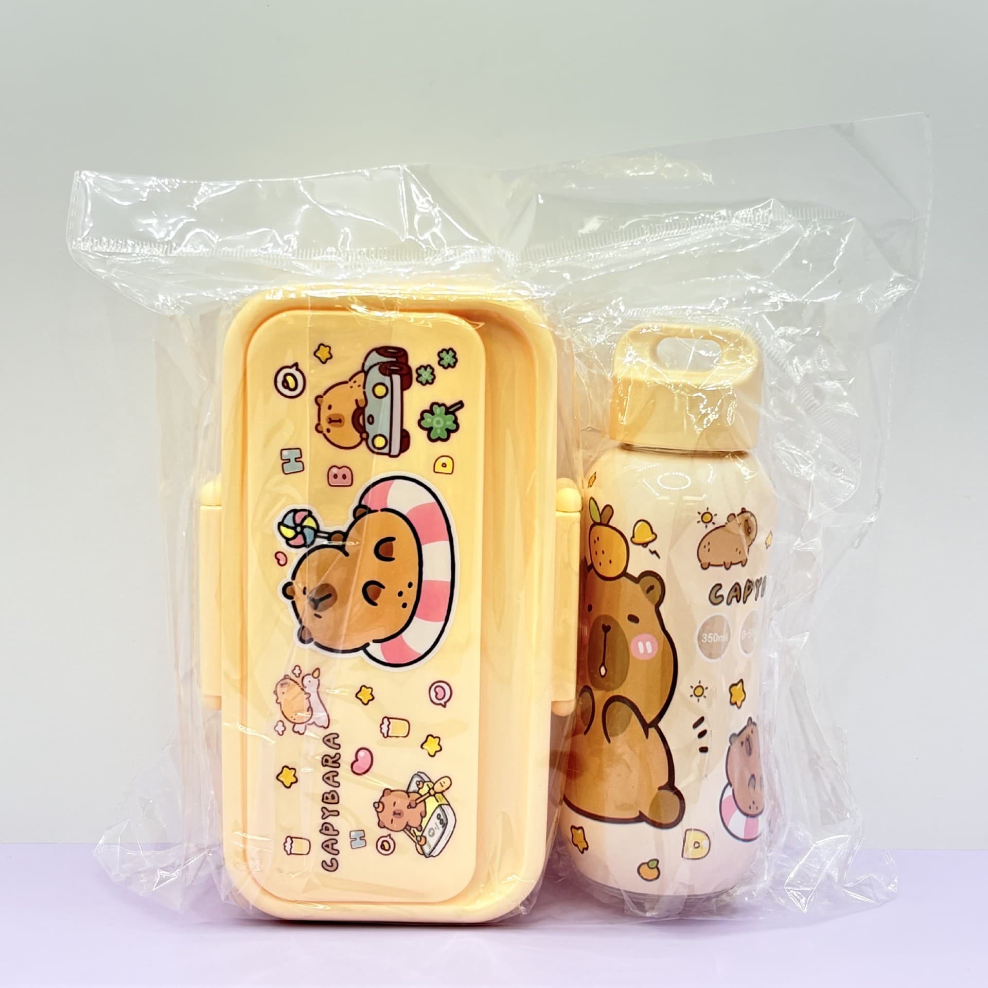 New cartoon lunch box set with water cup children's removable lunch box sealed crisper student portable lunch box