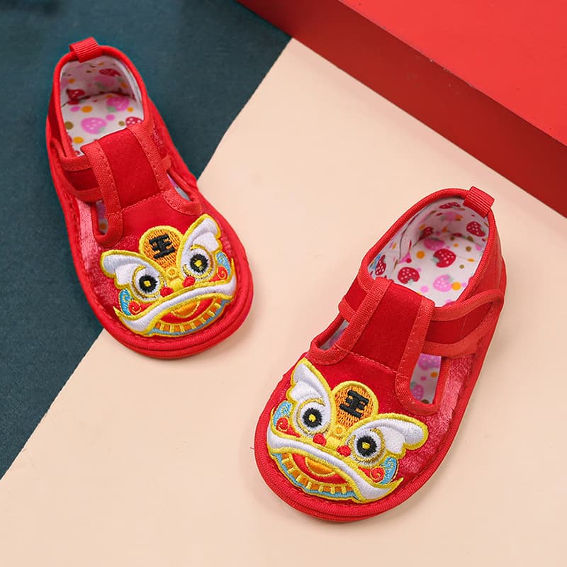 Baby Tiger Head Shoes First Walking Shoes for Boys and Girls Awakening Lion Soft Sole Cloth Shoes 1-3 Years Old Thousand Layer Sole Embroidered Shoes