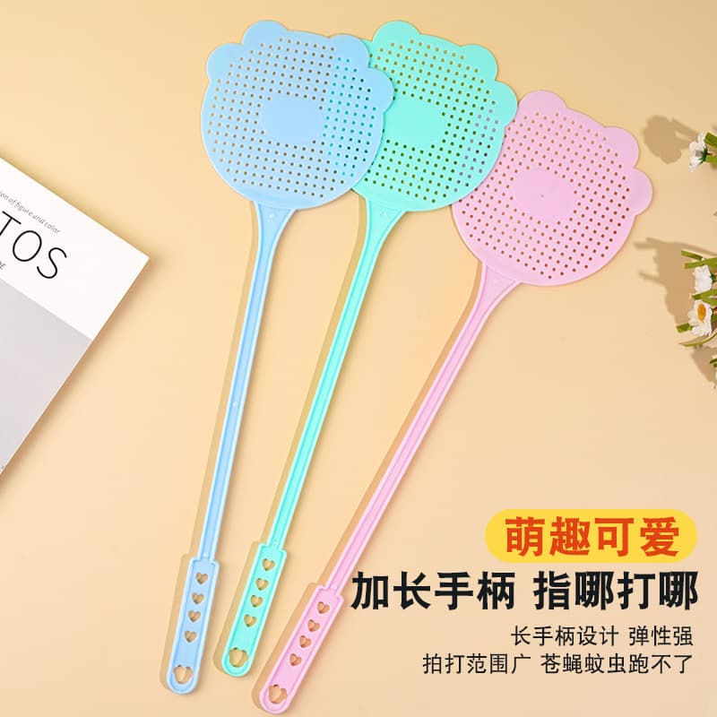 Unbreakable manual plastic fly swatter, summer extended handle mosquito killer, cross-border hot seller